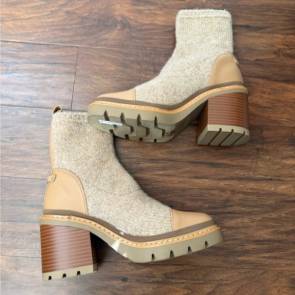 NWOT Sam Edelman Rozanna Knit Tan Ankle Booties w Block Heel- Size 7.5 - Picture 7 of 11